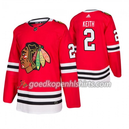 Chicago Blackhawks Duncan Keith 2 Adidas 2019-2020 Rood Authentic Shirt - Mannen